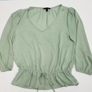 Banana Republic Sage Green Petite Satin Peplum Top